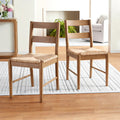 My Texas House Laurel Dining Chairs with Woven Seagrass Seat, Warm Brown, 2 Pack - Brand New - Open Box