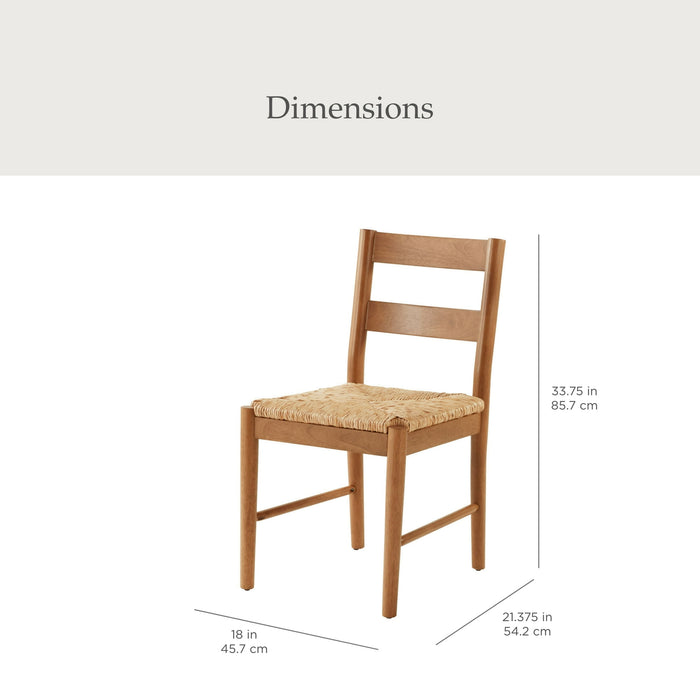 My Texas House Laurel Dining Chairs with Woven Seagrass Seat, Warm Brown, 2 Pack - Brand New - Open Box