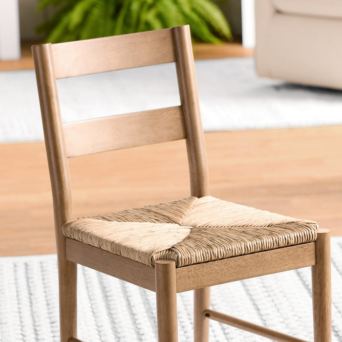 My Texas House Laurel Dining Chairs with Woven Seagrass Seat, Warm Brown, 2 Pack - Brand New - Open Box