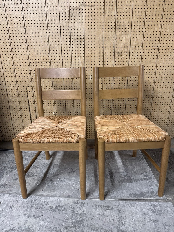 My Texas House Laurel Dining Chairs with Woven Seagrass Seat, Warm Brown, 2 Pack - Brand New - Open Box