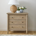 My Texas House Monroe 3 Drawer Nightstand with USB, Brushed Oak Finish - Side Is Cracked but Sturdy - Brand New
