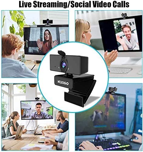 NexiGo N660 HD Webcam with Dual Microphone, Plug and Play|WIN 10,11,MAC