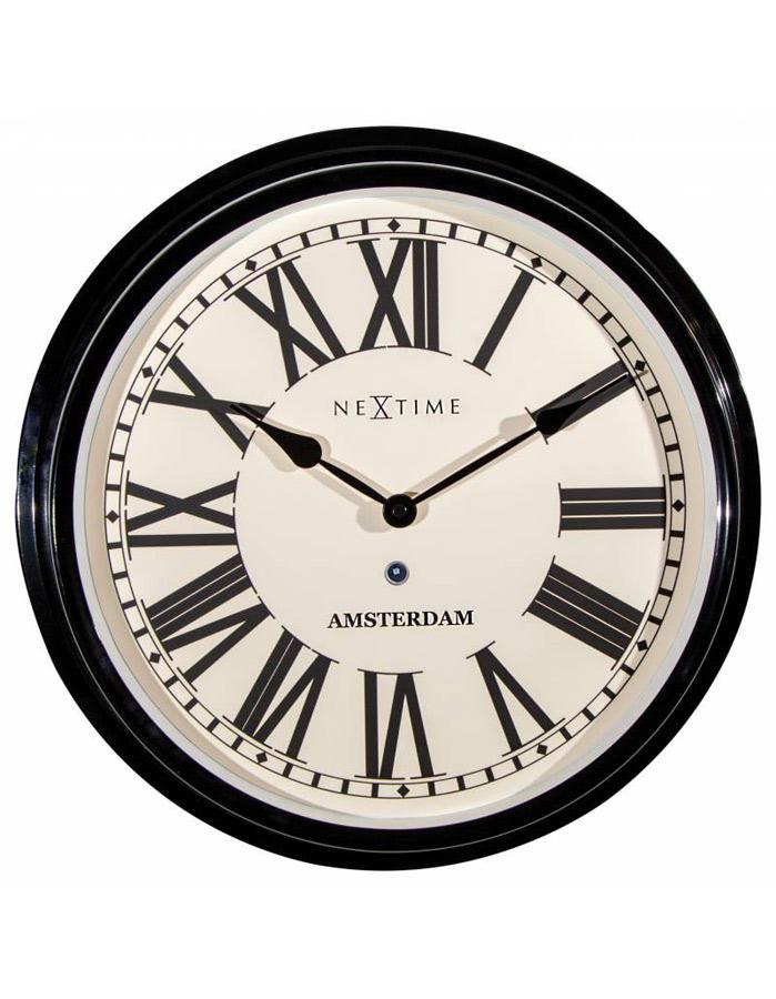 NeXtime Amsterdam Medium Wall Clock - White Dial - Black Markers - 15in Diameter - 3129ZW_42f808c4-c217-4542-910d-c1d256b9cfbf
