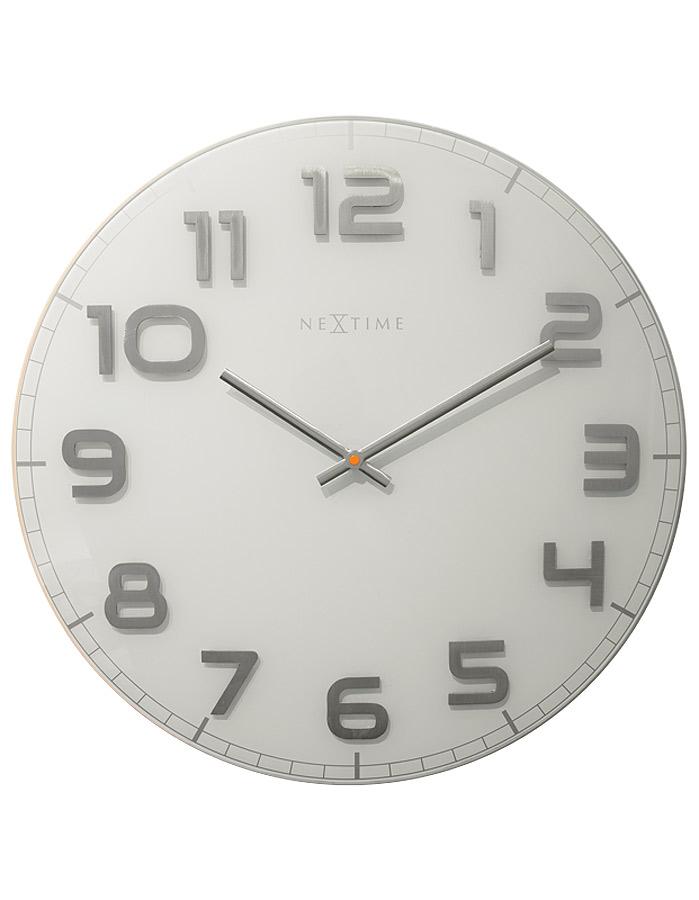 NeXtime Classy Round Large White Wall Clock - Silver Hands & Numerals - 19.7 in - 3105WI_26e64667-ddad-4446-9617-de105e1ab15b
