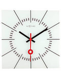 NeXtime Stazione White Square Wall Clock - Frosted Glass - Stick Hands & Markers - 8636WI_3a9ab567-9282-4307-b37e-a7c466a958b9