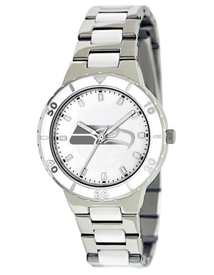 NFL Womens Seattle Seahawks Mother of Pearl Watch - Stainless - Bracelet - XWL769