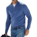MEELANO Nils | Herre Quarter-Zip Sweater - Klassisk Striktrøje med Half-Zip Lynlås & Høj Hals Blå