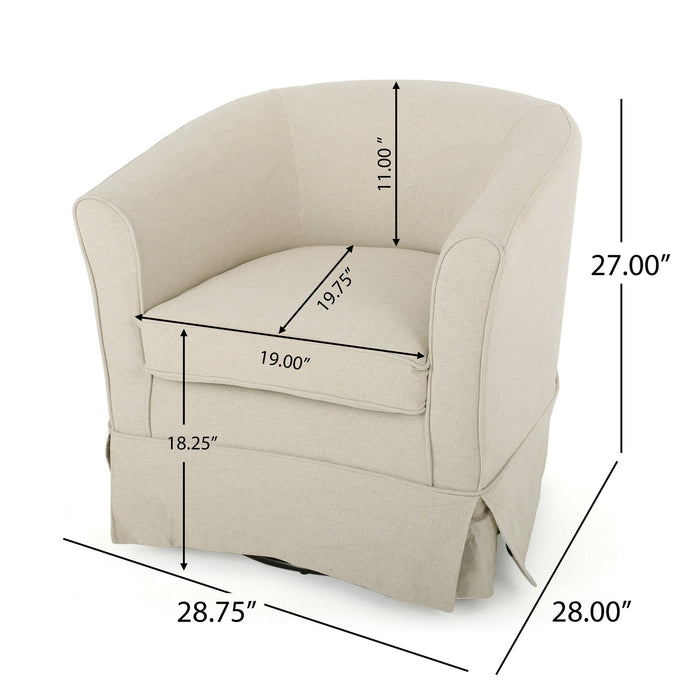 Noble House Celeste Natural Fabric Swivel Chair with Cover, Beige - Brand New - Open Box