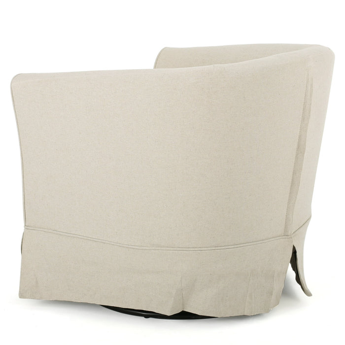 Noble House Celeste Natural Fabric Swivel Chair with Cover, Beige - Brand New - Open Box