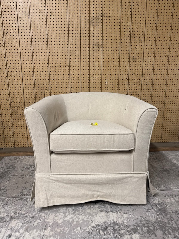 Noble House Celeste Natural Fabric Swivel Chair with Cover, Beige - Brand New - Open Box