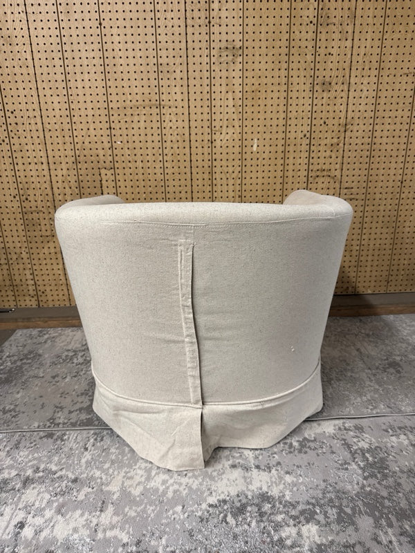 Noble House Celeste Natural Fabric Swivel Chair with Cover, Beige - Brand New - Open Box