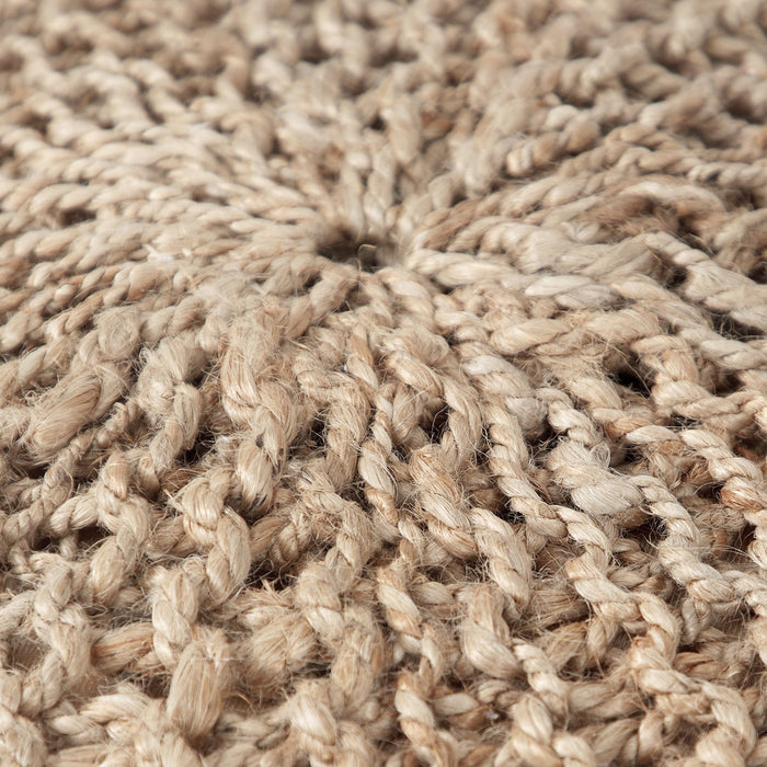 Noble House Solid Print Off-White Jute Round Pouf - Brand New