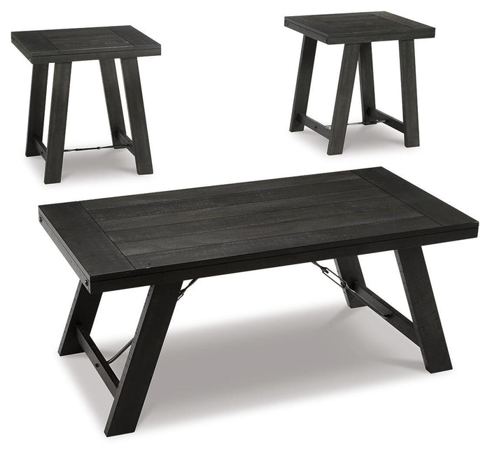 Noorbrook Black/Pewter Occasional Table Set (3/CN) - Brand New