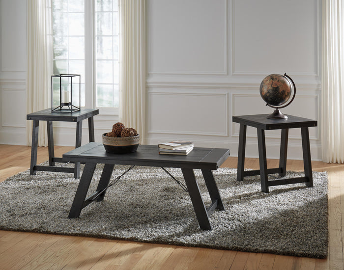 Noorbrook Black/Pewter Occasional Table Set (3/CN) - Brand New