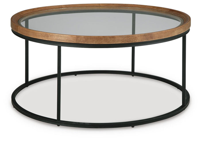 Noraluna Medium Brown Round Cocktail Table - Brand New