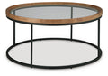 Noraluna Medium Brown Round Cocktail Table - Brand New