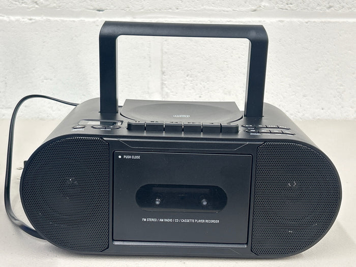 onn. Portable Bluetooth CD/Cassette Boombox with AM/FM Radio, Black - Brand New