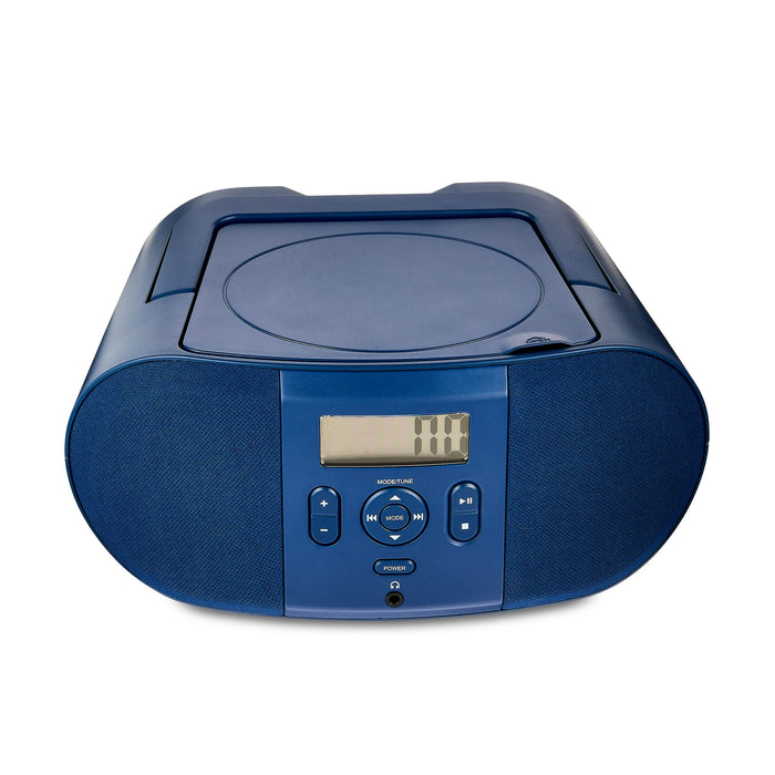 onn. Portable CD Boombox with Digital FM Radio, Navy - Brand New