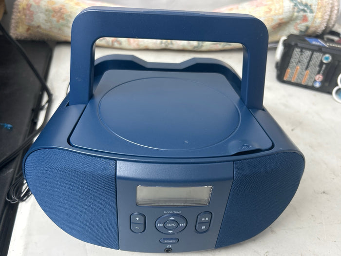 onn. Portable CD Boombox with Digital FM Radio, Navy - Brand New