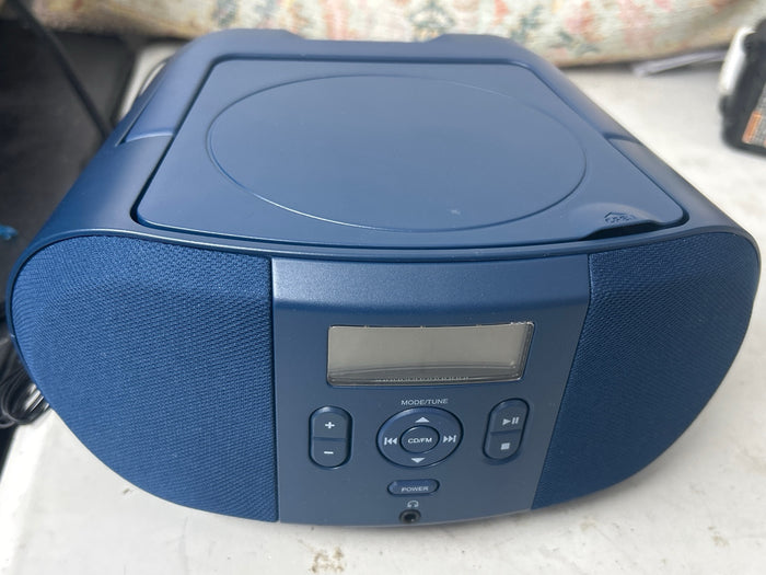onn. Portable CD Boombox with Digital FM Radio, Navy - Brand New