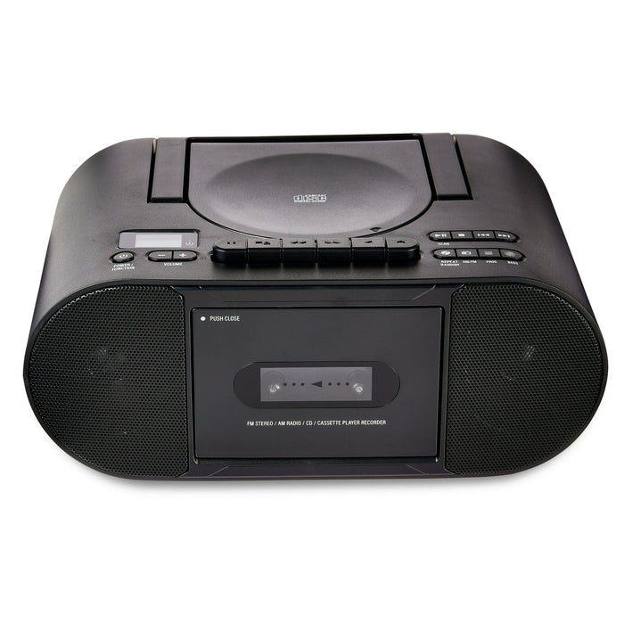 onn. Portable CD/Cassette Boombox with Bluetooth Wireless Technology, Black - Brand New