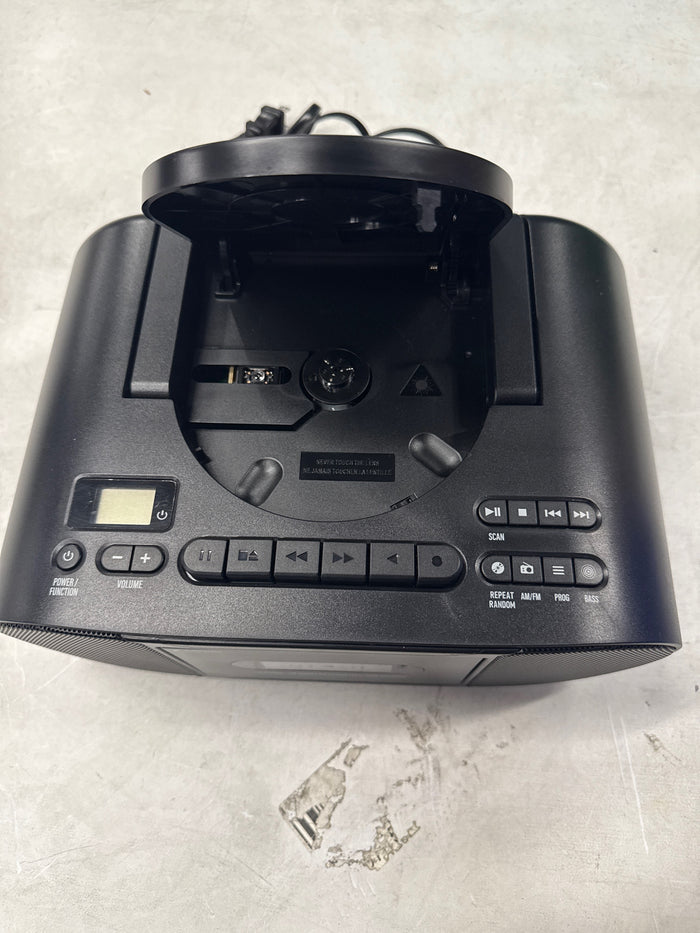 onn. Portable CD/Cassette Boombox with Bluetooth Wireless Technology, Black - Brand New