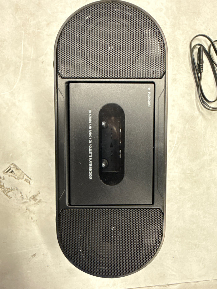onn. Portable CD/Cassette Boombox with Bluetooth Wireless Technology, Black - Brand New