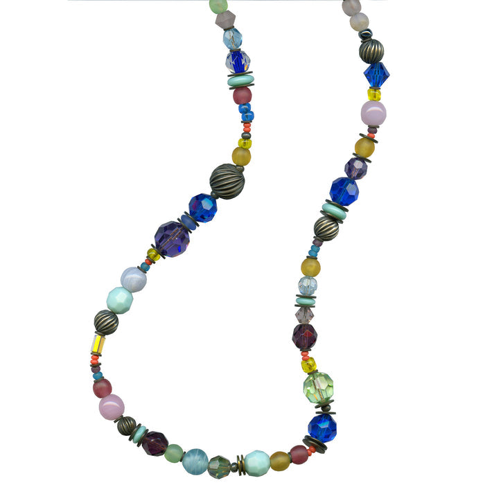 Owen Glass Collection Orient Express 24-inch necklace with sleek, modern design featuring polished metal links.
