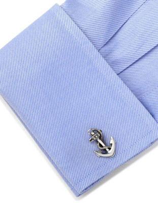 Ox & Bull Boat Anchor Cufflinks - Sterling Silver - Round Swivel Back - RR-420B_8f69fa6c-aa45-41fc-8cb5-14297b078a0c