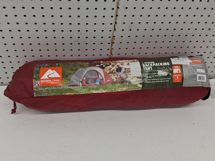 Ozark Trail 1-Person Backpacking Tent with Large Door for Easy Entry, Carry Weight-4.4lbs. - Used, Like New