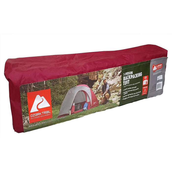Ozark Trail 1-Person Backpacking Tent with Large Door for Easy Entry, Carry Weight-4.4lbs. - Used, Like New