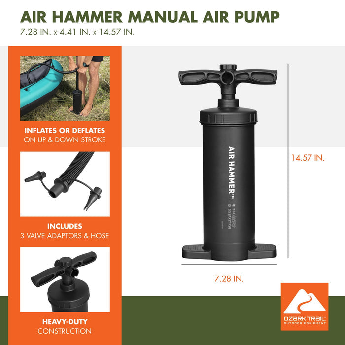Ozark Trail 14.5" Manual Air Pump, Black - Used, Like New