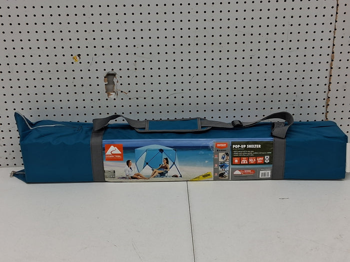 Ozark Trail 82" x 70" Pop Up Beach Shelter, with UPF50+ Protection, Blue - Brand New