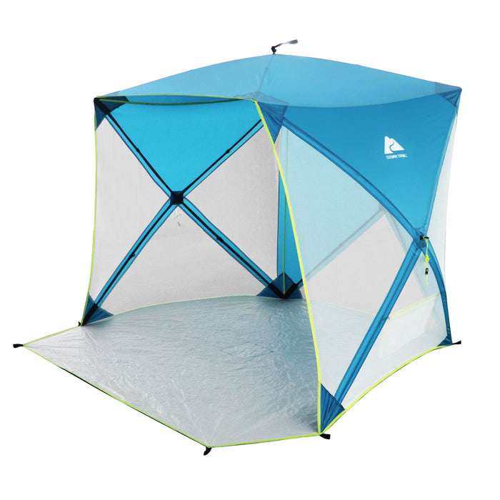 Ozark Trail 82" x 70" Pop Up Beach Shelter, with UPF50+ Protection, Blue - Brand New