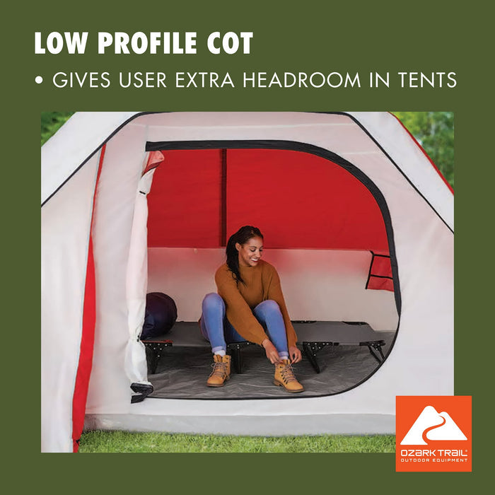 Ozark Trail Camping Folding with Easy Setup Cot, Gray, Adult,75.6in x 25 in x 8.46in, Polyester - Brand New