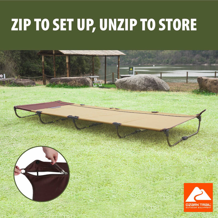 Ozark Trail Zipper Cot, Adult, 75.5" x26" x 5.5" - Brand New