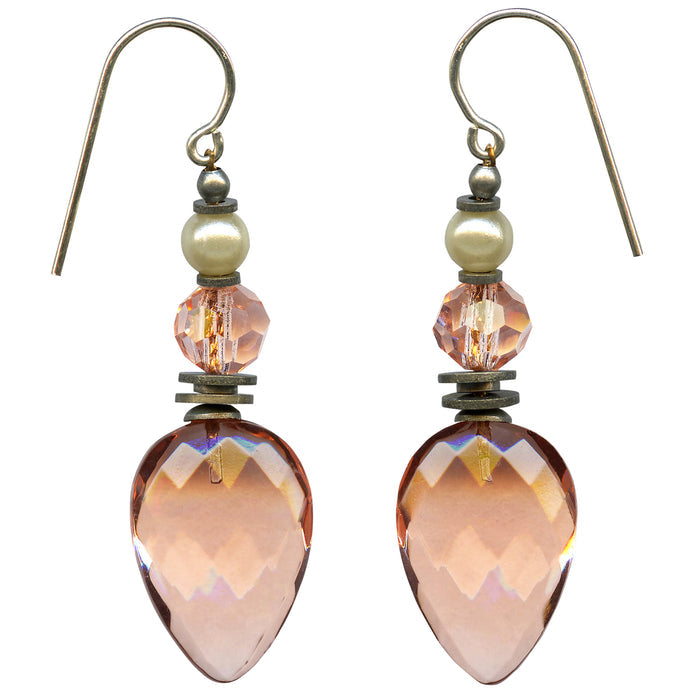 Elegant silver earrings from the Owen Glass Collection featuring intricate glass detailing and a polished finish.