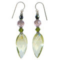 Pale yellow glass and crystal dangle earrings from Owen Glass Collection showcasing elegant, handcrafted jewelry design.