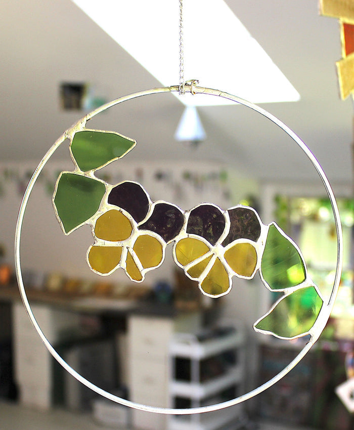 Pansies hoop suncatcher