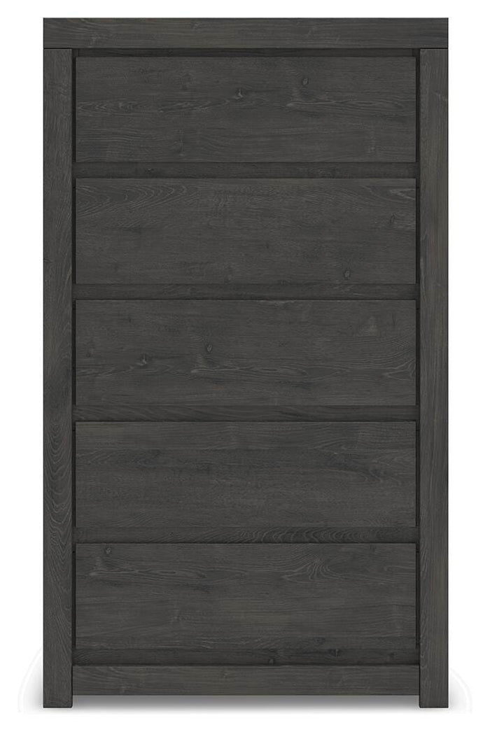 Parlayon Charcoal Five Drawer Chest - Brand New