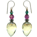 Pastel yellow German glass drop earrings from Owen Glass Collection with elegant, teardrop-shaped design.
