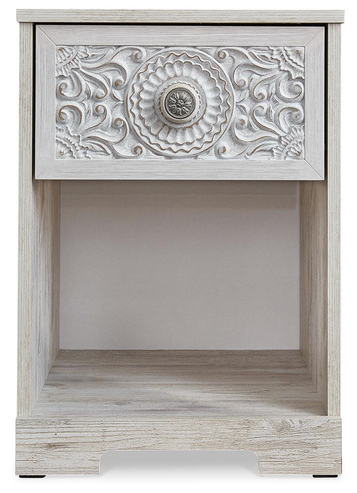 Paxberry Whitewash One Drawer Night Stand - Brand New