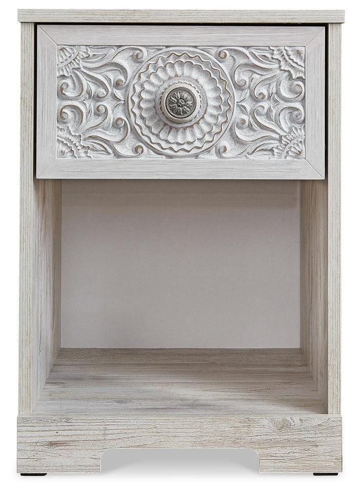 Paxberry Whitewash One Drawer Night Stand - Brand New