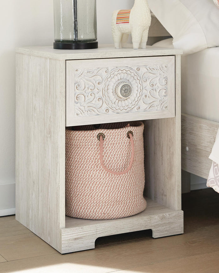 Paxberry Whitewash One Drawer Night Stand - Brand New