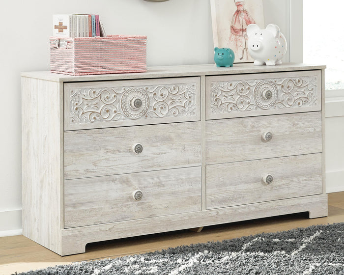 Paxberry Whitewash Six Drawer Dresser - Brand New
