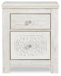 Paxberry Whitewash Two Drawer Night Stand - Brand New