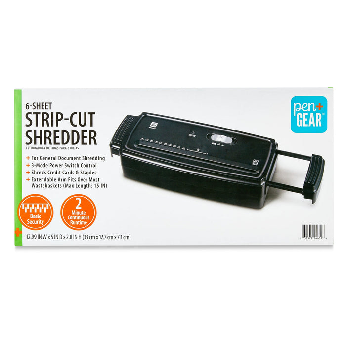 Pen+Gear 6-Sheet Strip Cut Credit Card & Paper Shredder, Black - Brand New