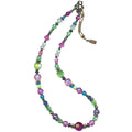 Peridot, pink crystal, and Czech glass beaded 16-inch necklace from Owen Glass Collection with a delicate, colorful design.
