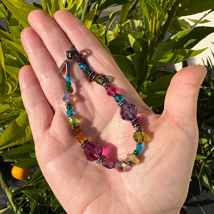 Beaded bracelet from Owen Glass Collection featuring Persian comment design with antique Czech glass and Austrian crystal beads.