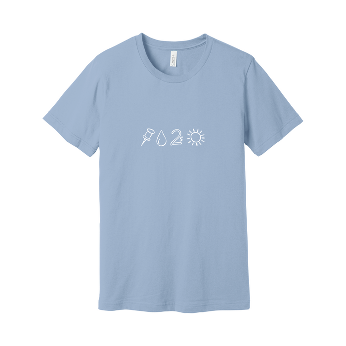 Pin Drop Tuesday Icons on Blue T-shirt